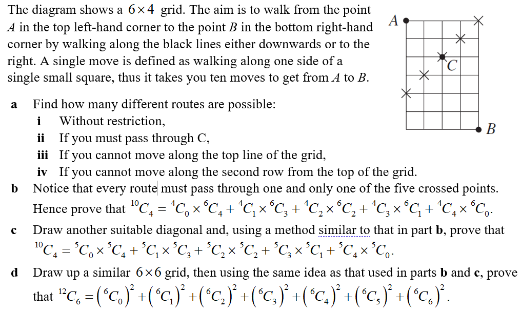 A Combinatorics Question Choosing Paths on a Grid Mathematics Stack