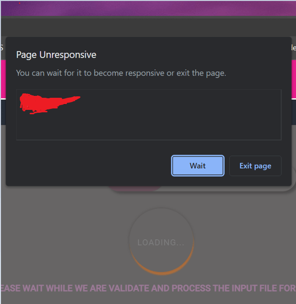 node.js Bulk Excel Upload from Angular shows Page Unresponsive