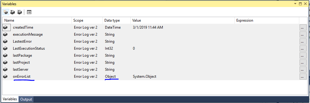 Get data from a full result set variable in to script task using C