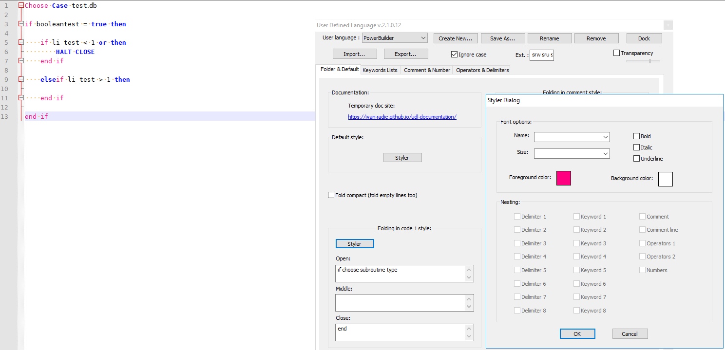 NotePad++ User Defined Lang does not show conditional statements