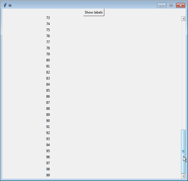 python How to scroll through tkinter widgets that were defined inside