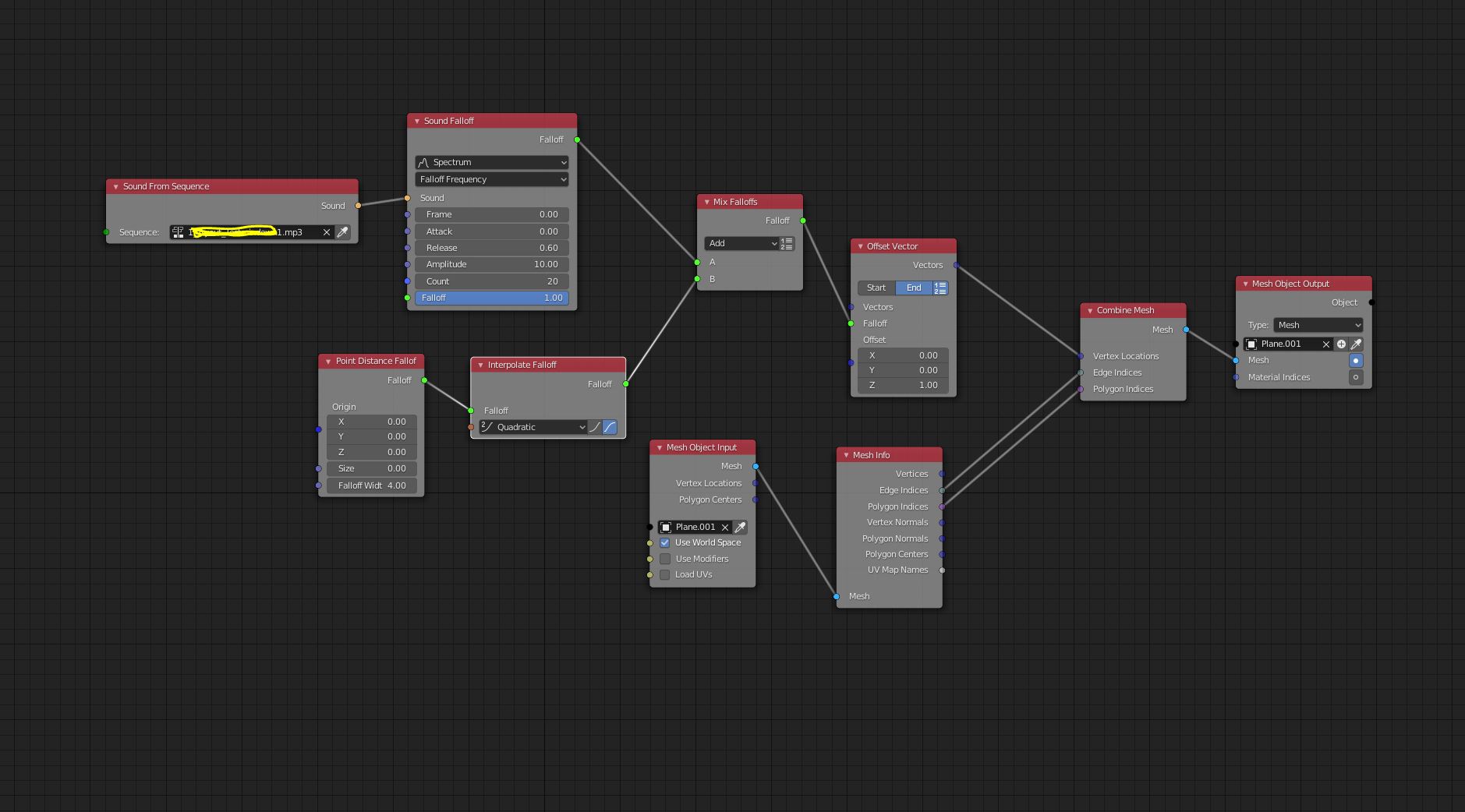 How to animate plane to sound falloff in animation nodes 2.1 (Blender 2