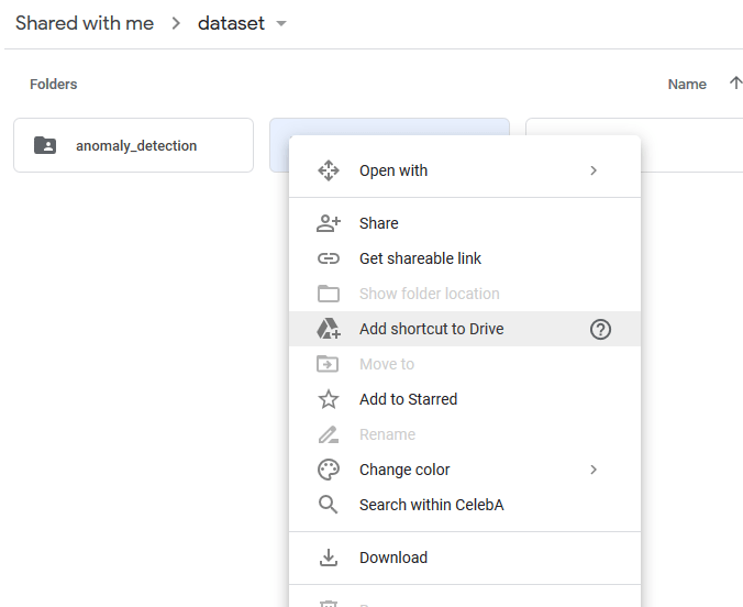 import dataset into google colab from another drive account