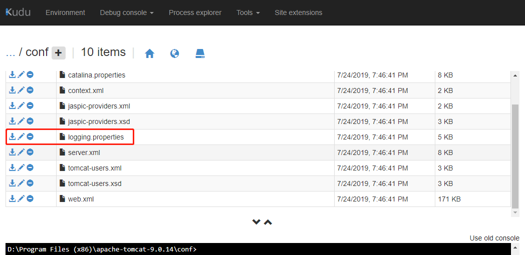 Location stdout logs in Tomcat Web App from Azure Stack Overflow