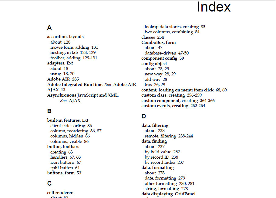 Book index page layout using HTML5 and css