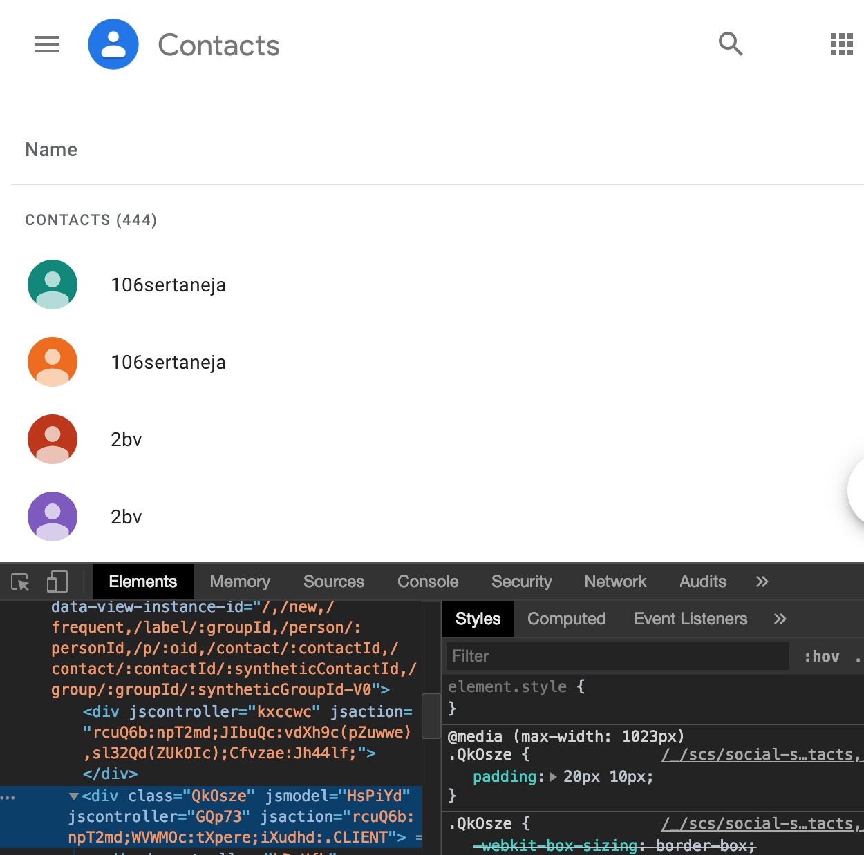 javascript How to scroll in Google Contacts using JS? Stack Overflow