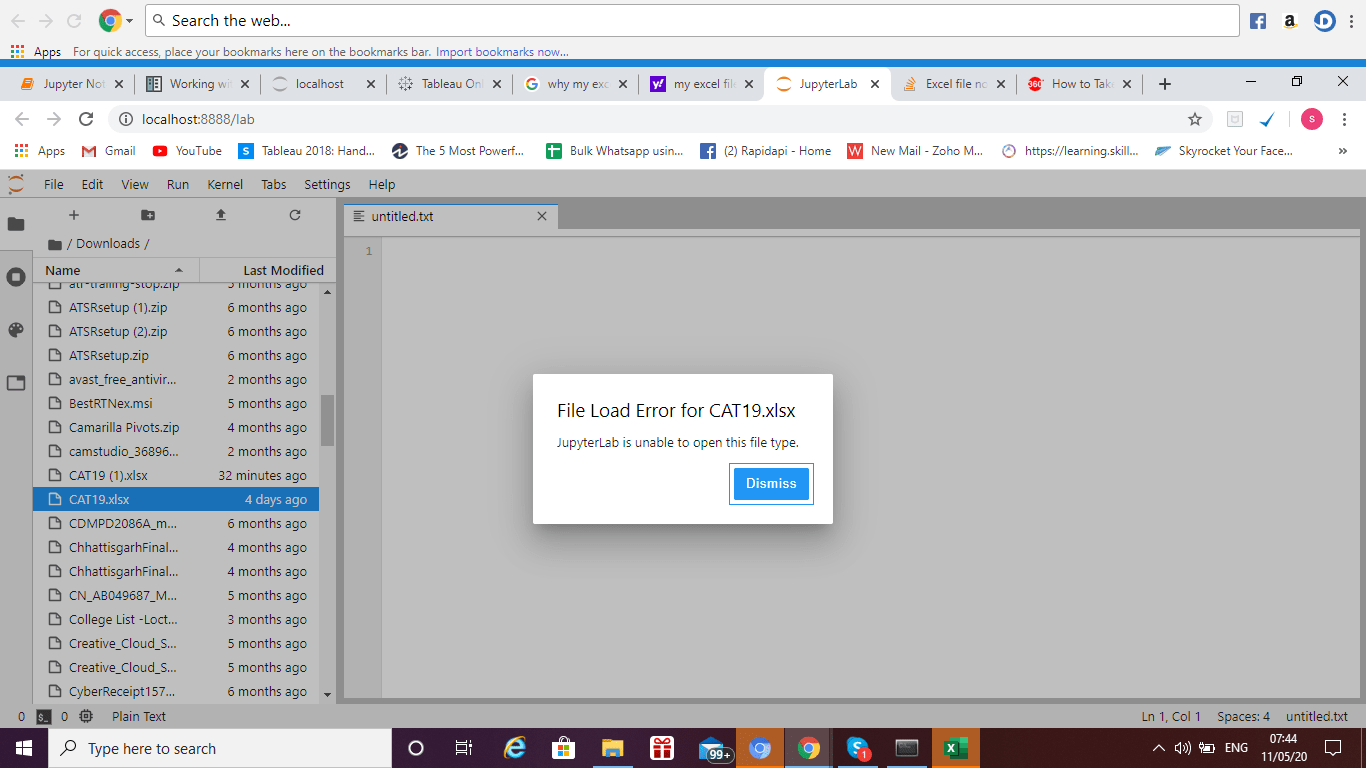 Excel file not opening in Jupyter lab and jupyter notebook Stack Overflow