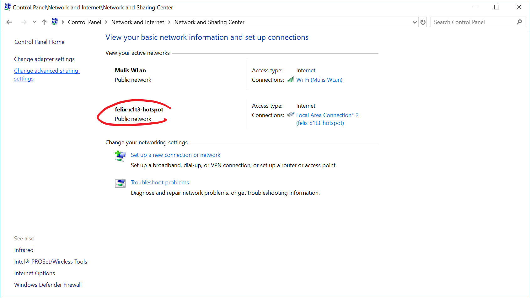 networking Win10 1803 How to make mobile hotspot a private network