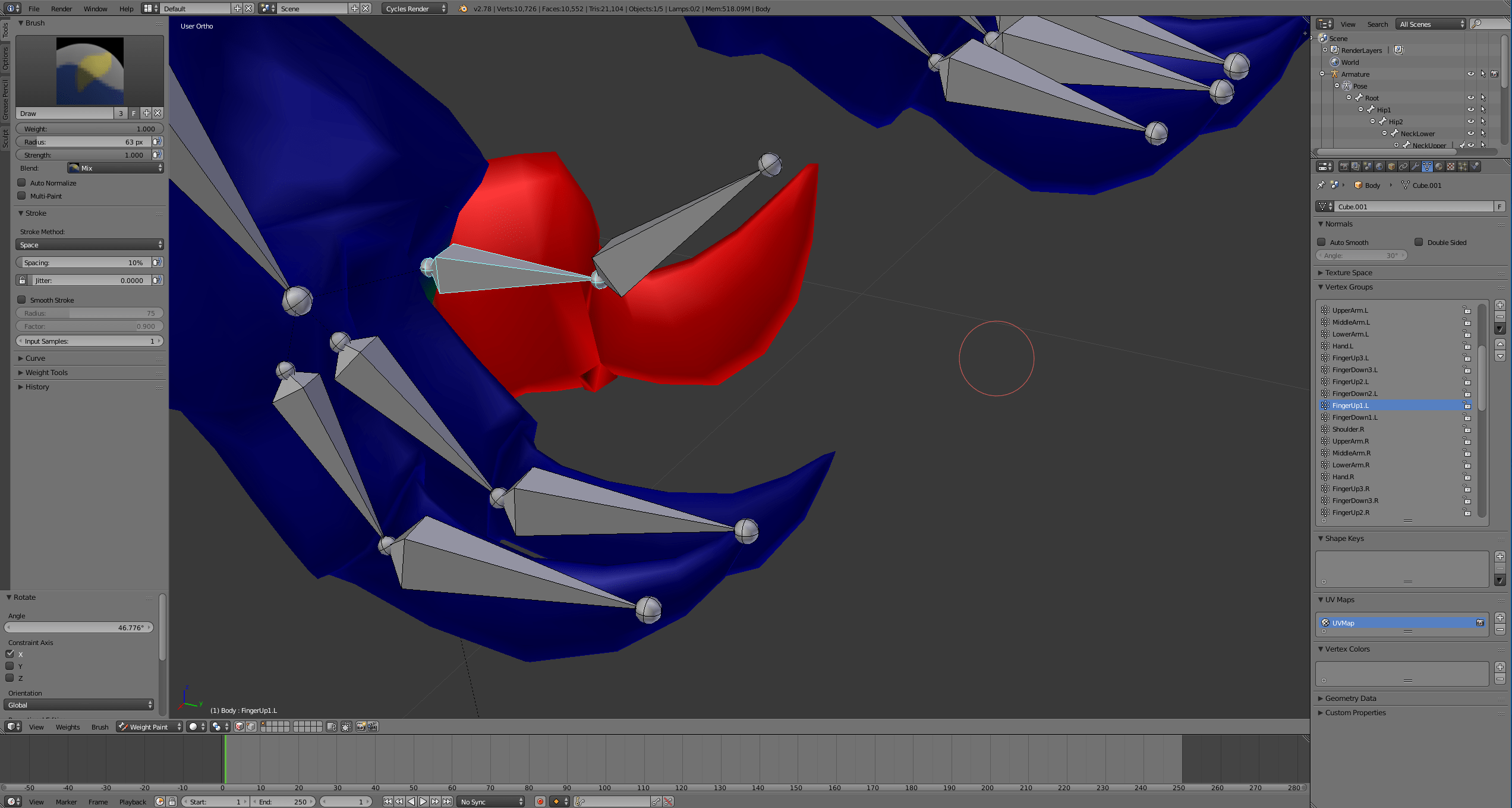 rigging Blender Armature Weight Painting Bone does not move how he