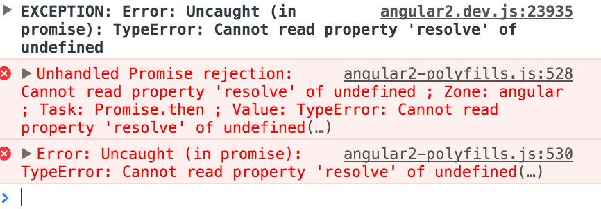 angular2 routing Angular 2 router Error Uncaught (in promise