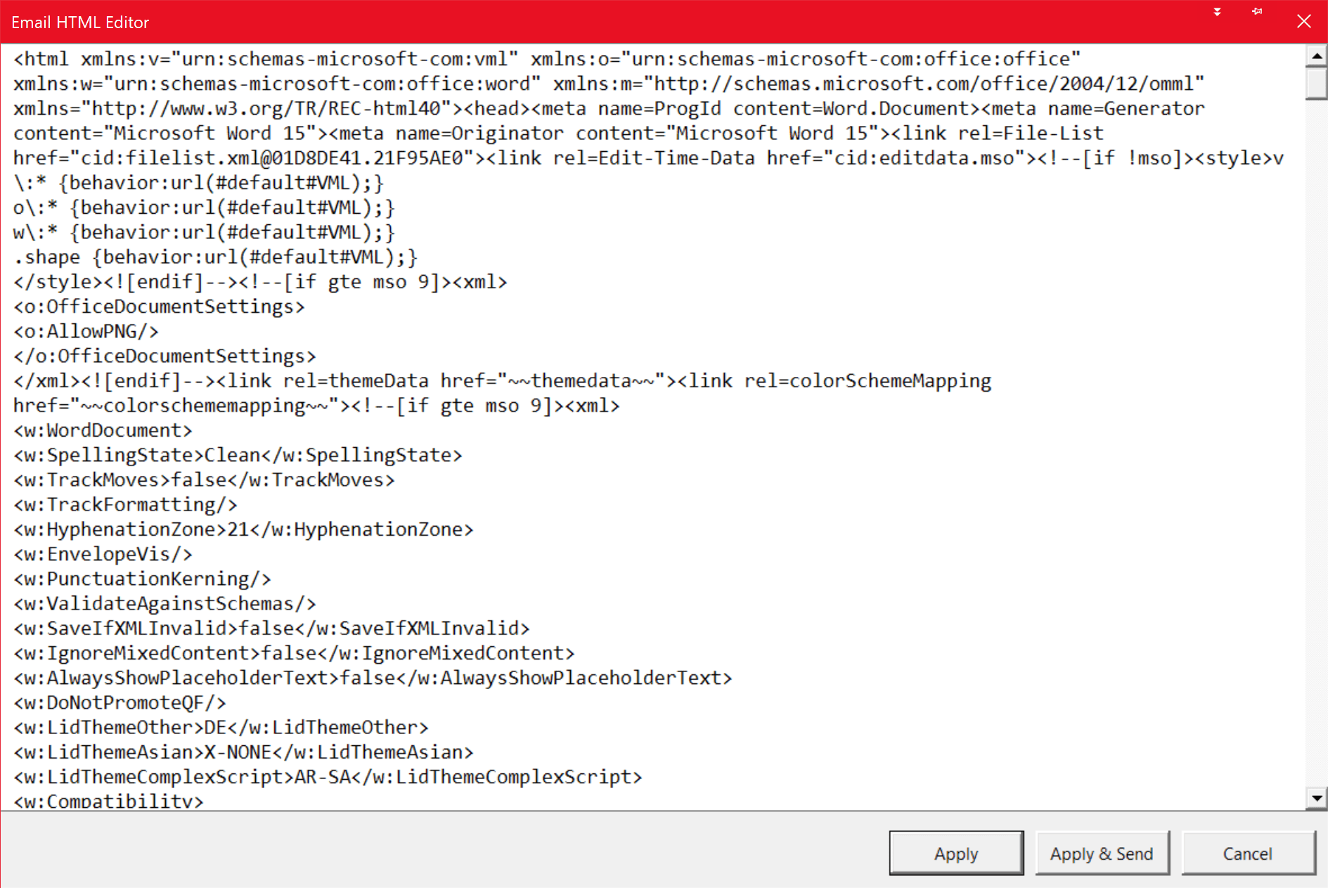 Inject HTML code into Outlook email Super User