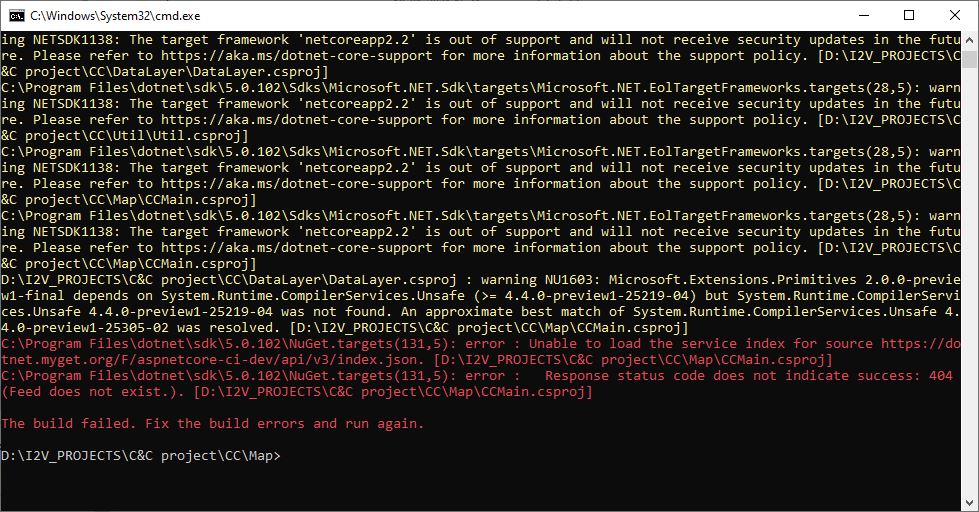 c run error in project from Nuget.targets in core