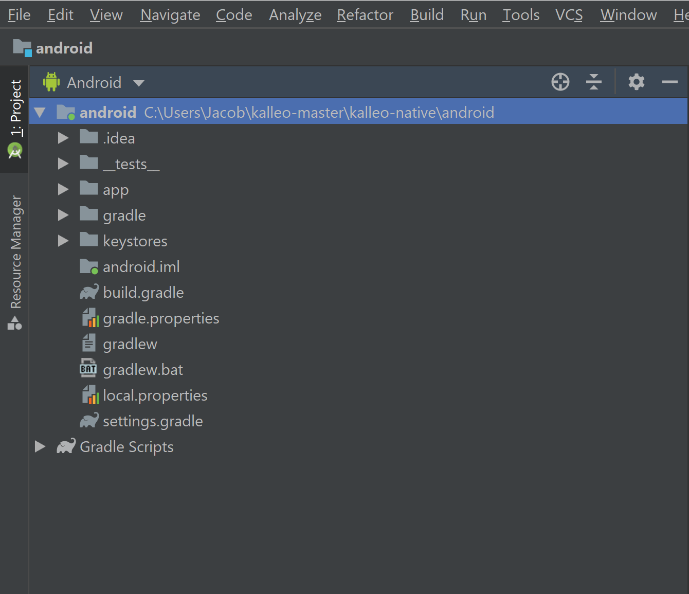 React Native not Linking Modules with Android Studio