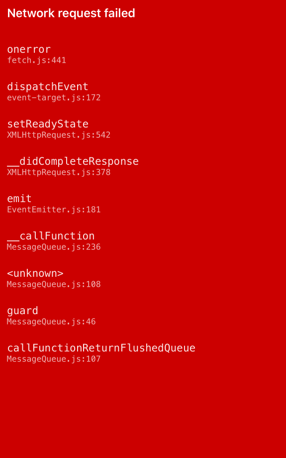 networking reactnative network request failed Stack
