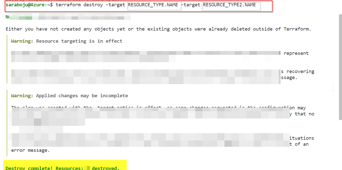 azure How to target destroy resources in terraform cloud, should I