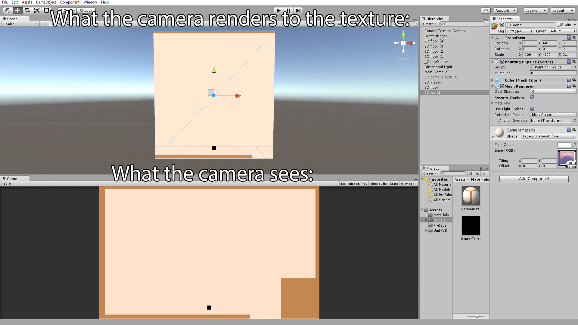 Rendering complete camera view(169) onto a texture in Unity3d Stack
