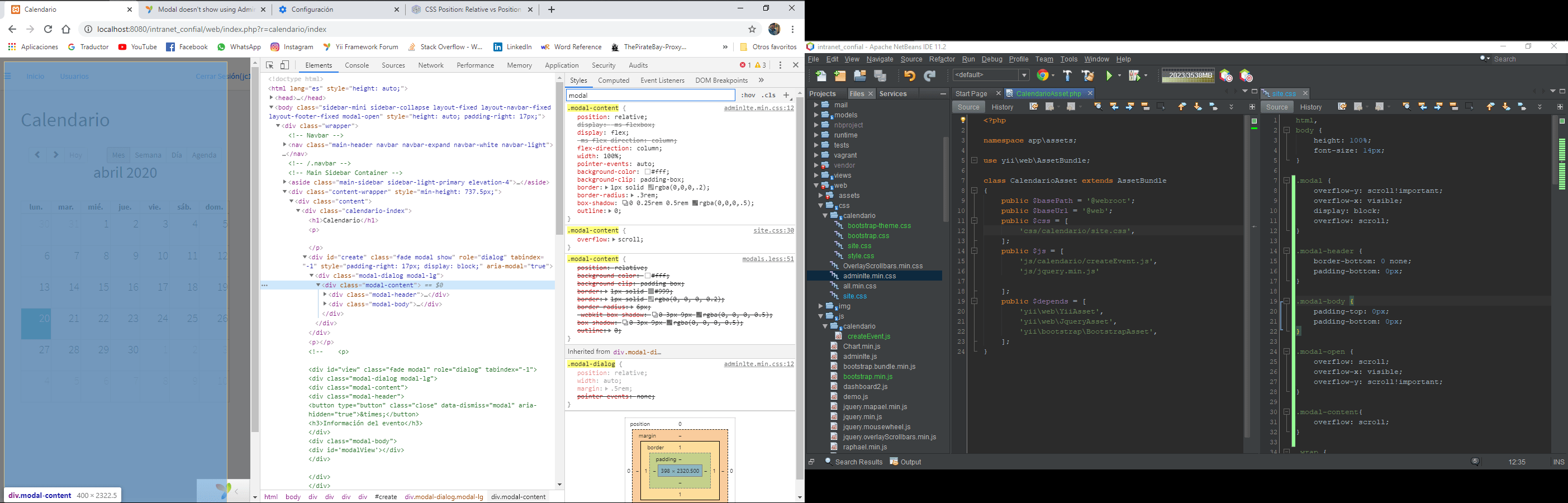 Yii2 - Modal Conflict Between Layout Css And View Css Using Adminlte And Yii2Fullcalendar - Stack Overflow