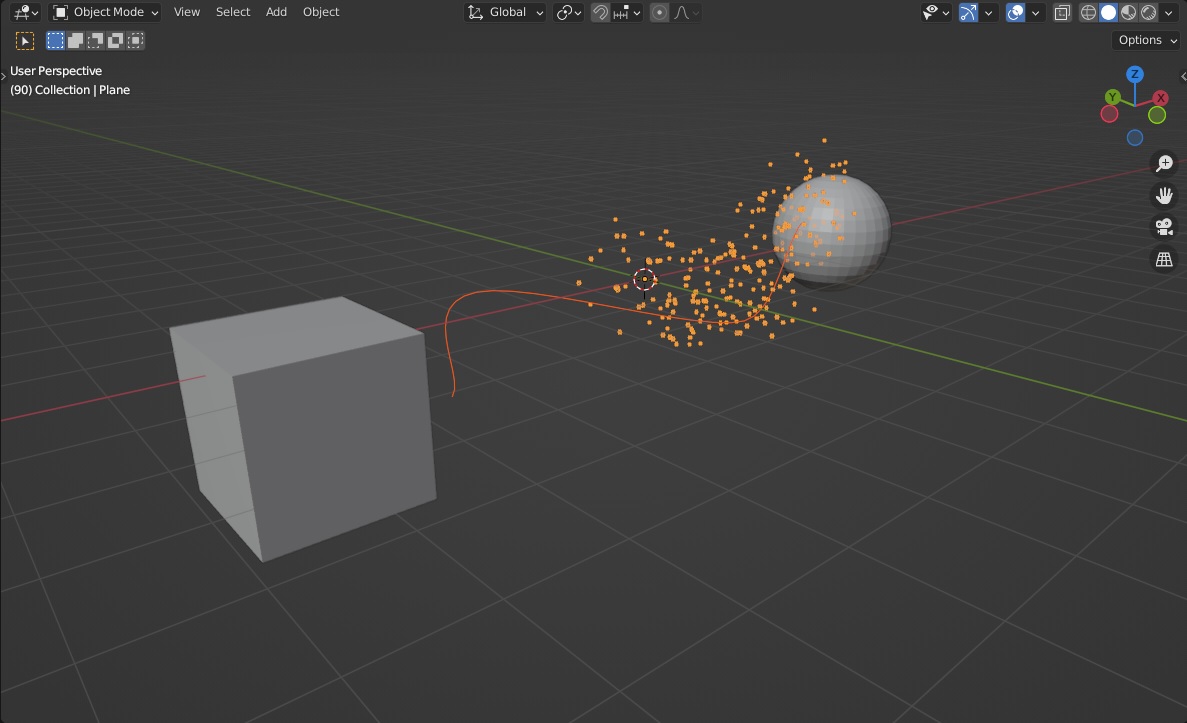 How to rotate particles around the curve/path of their travel with