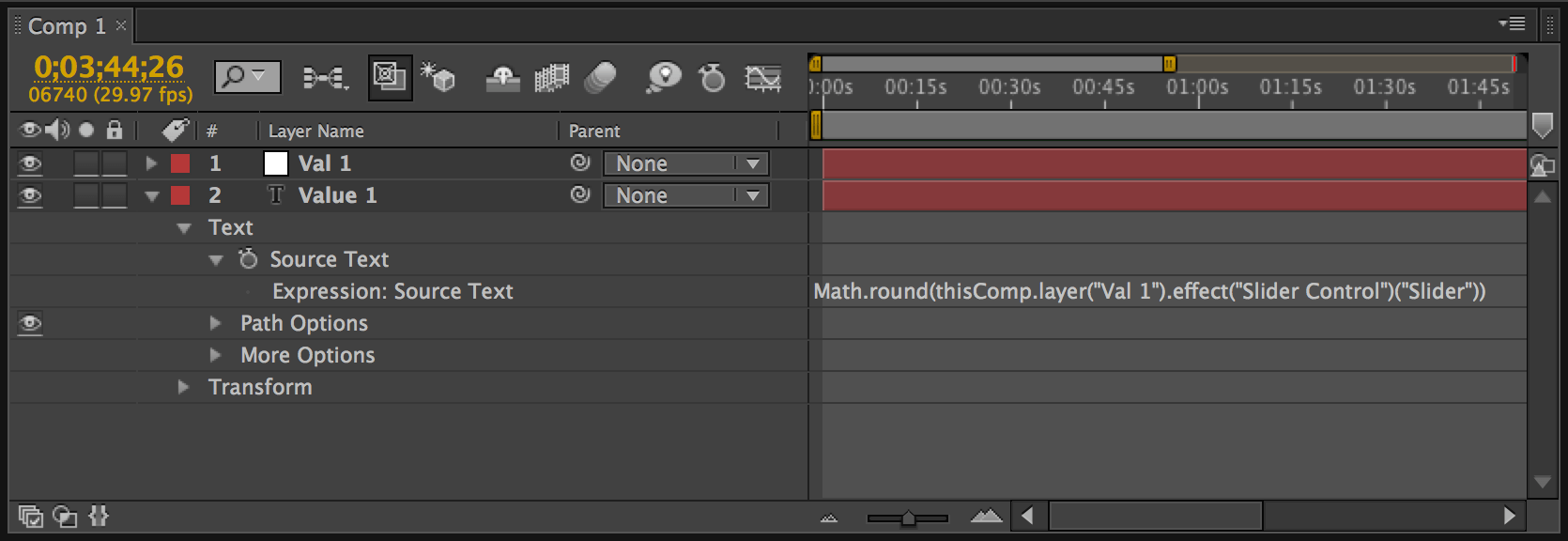 Expresiones de After Effects para sumar números y gráficos de control