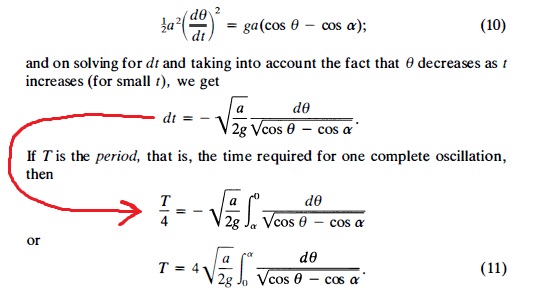 classical mechanics Motion of a pendulum equation in the