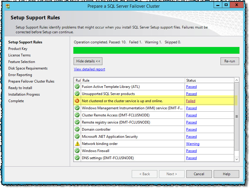 sql server Preparing a cluster installation fails at Setup Support