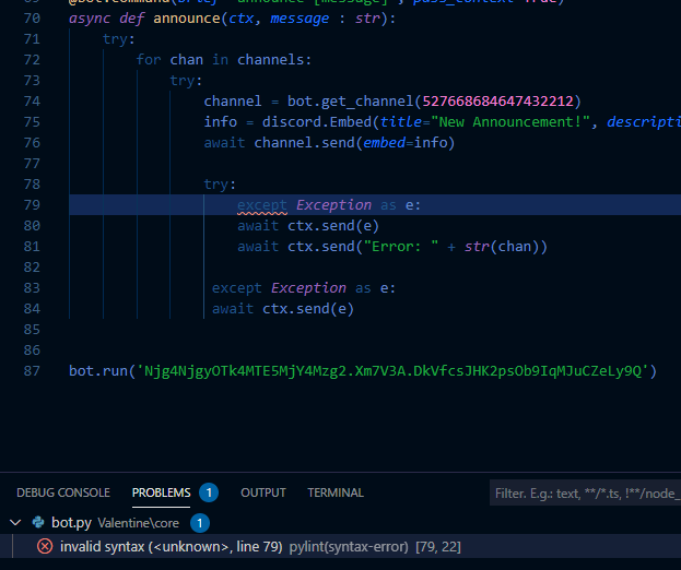 python How do I fix invalid syntax ( , line 79) Stack Overflow