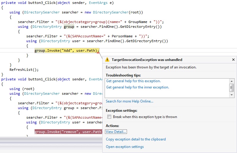 c 'The server is unwilling to process the request' when adding User