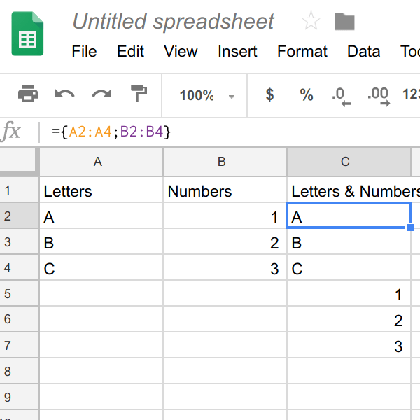 Excel, append one range to the end of another in one column Stack