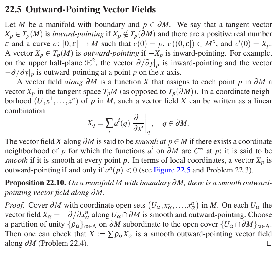 General Topology - Does Outward-Pointing Vector Field Mean Each Tangent Vector At The Boundary Is Outward-Pointing? - Mathematics Stack Exchange