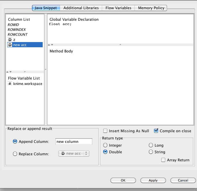 How Would I Construct A Really Simple Java Maths Expression To Be Used With Knime Stack Overflow
