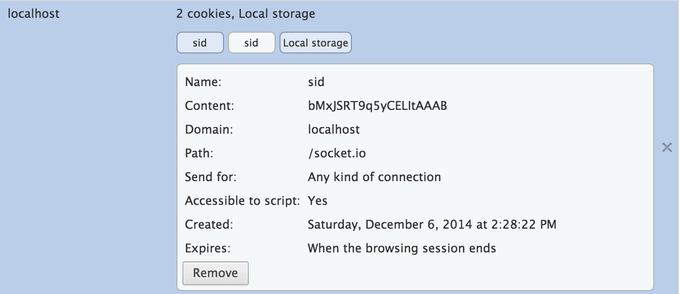 node.js Why is socket.io creating a second 'sid' cookie with a