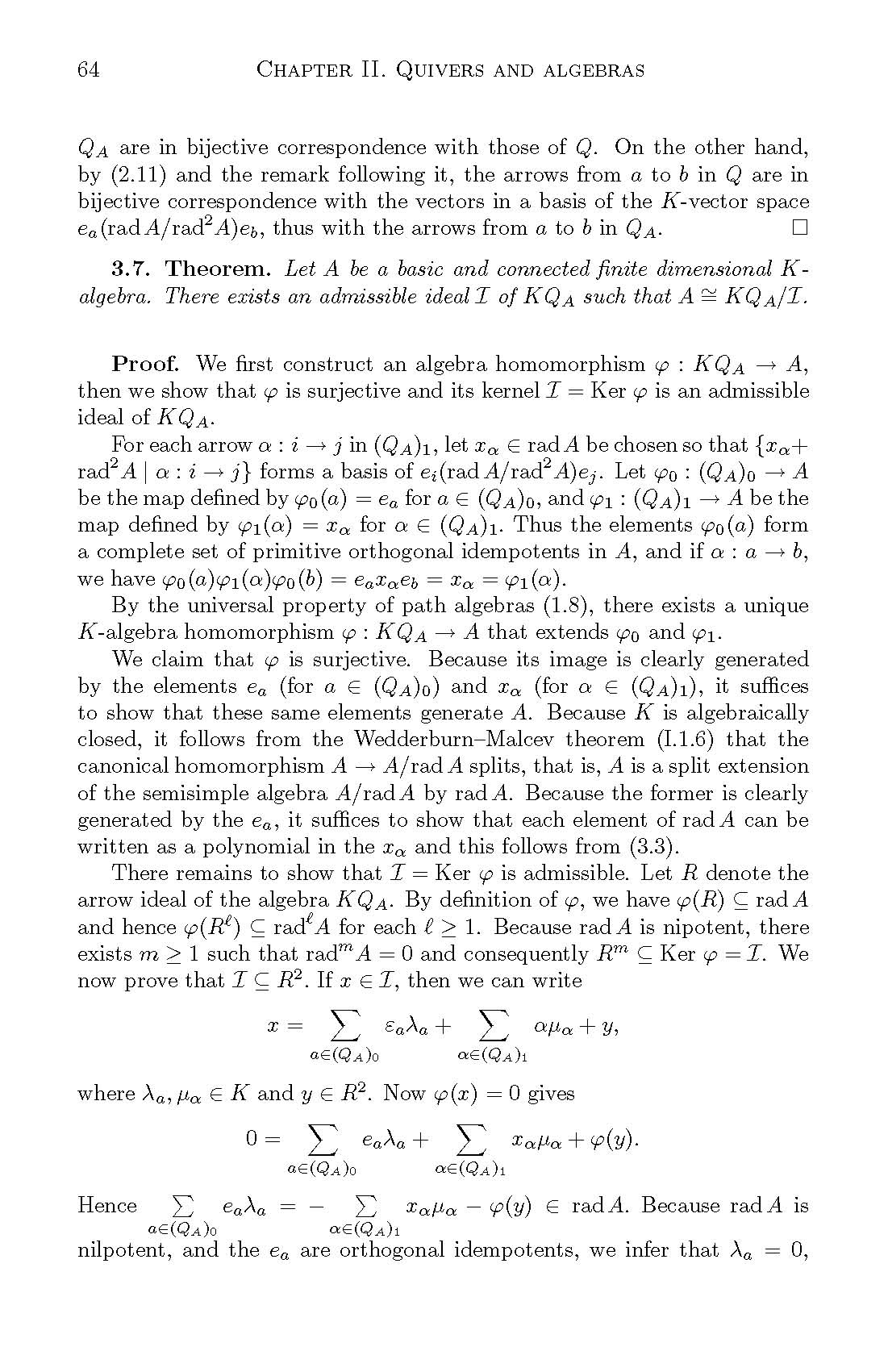 abstract algebra How to show that A=(A/\operatorname{rad}A)\oplus