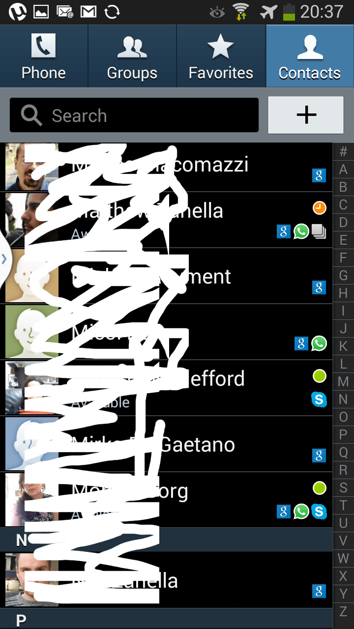 whatsapp messenger Contacts app What does the small colored green or