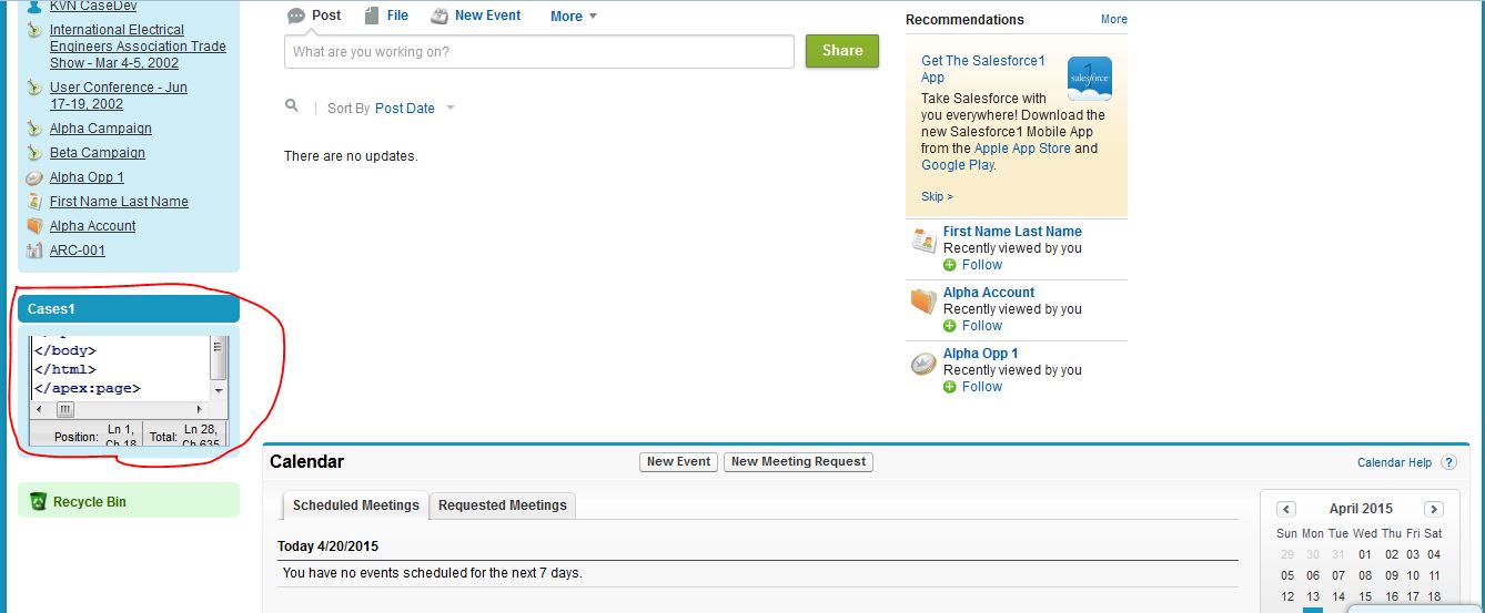 home page component Visualforce in the sidebar Salesforce Stack