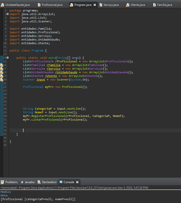 java My printing method is returning null values Stack Overflow