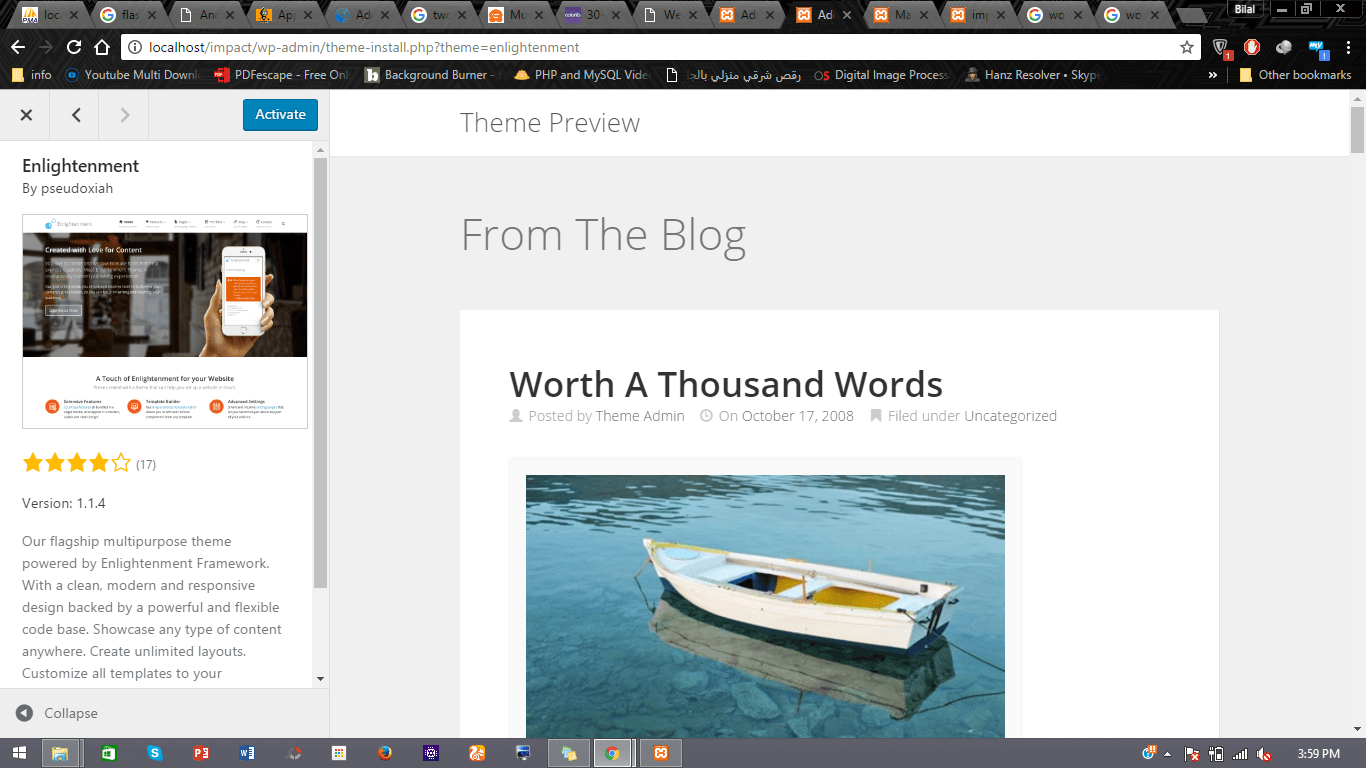 localhost Wordpress themes installation or installation