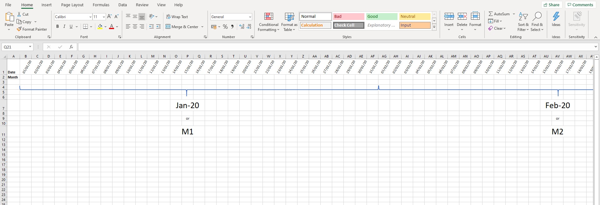 microsoft excel Dynamic “merge & Center” rows based on date values