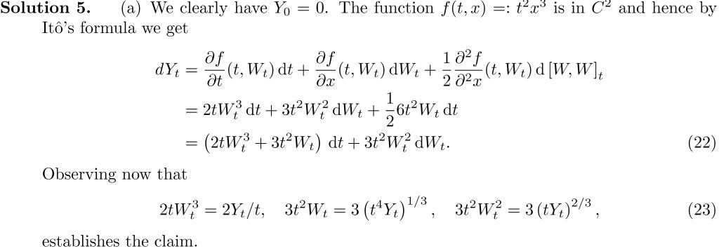 stochastic calculus Worked examples of applying Ito's lemma