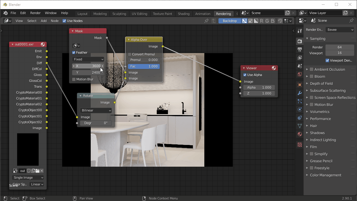 compositing nodes How do I rotate a Multilayer EXR file in Blender's