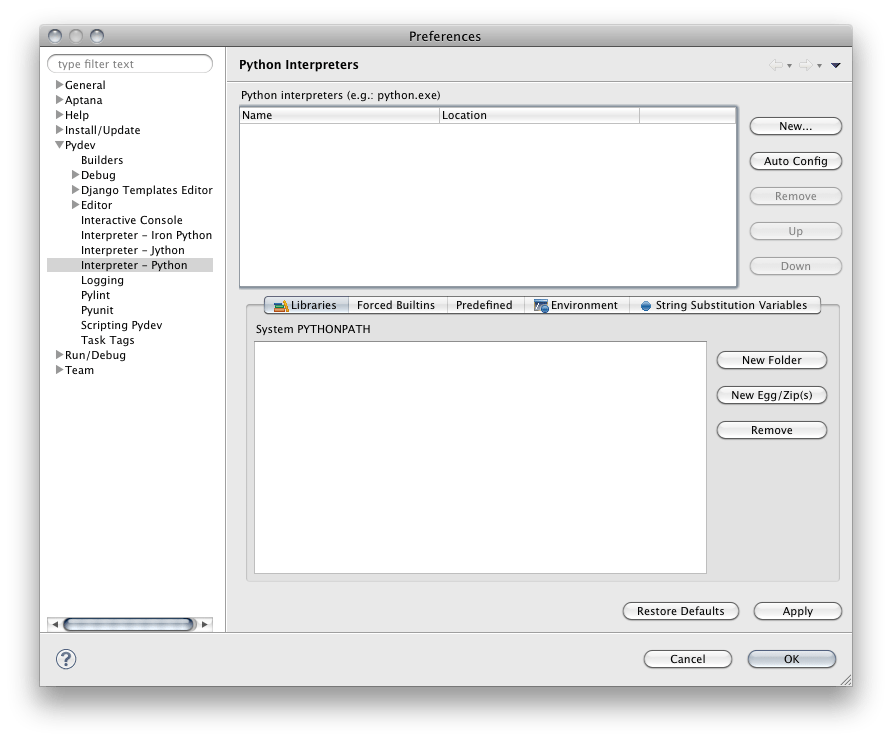 windows 7 Python Interpreter not installed after installing Aptana