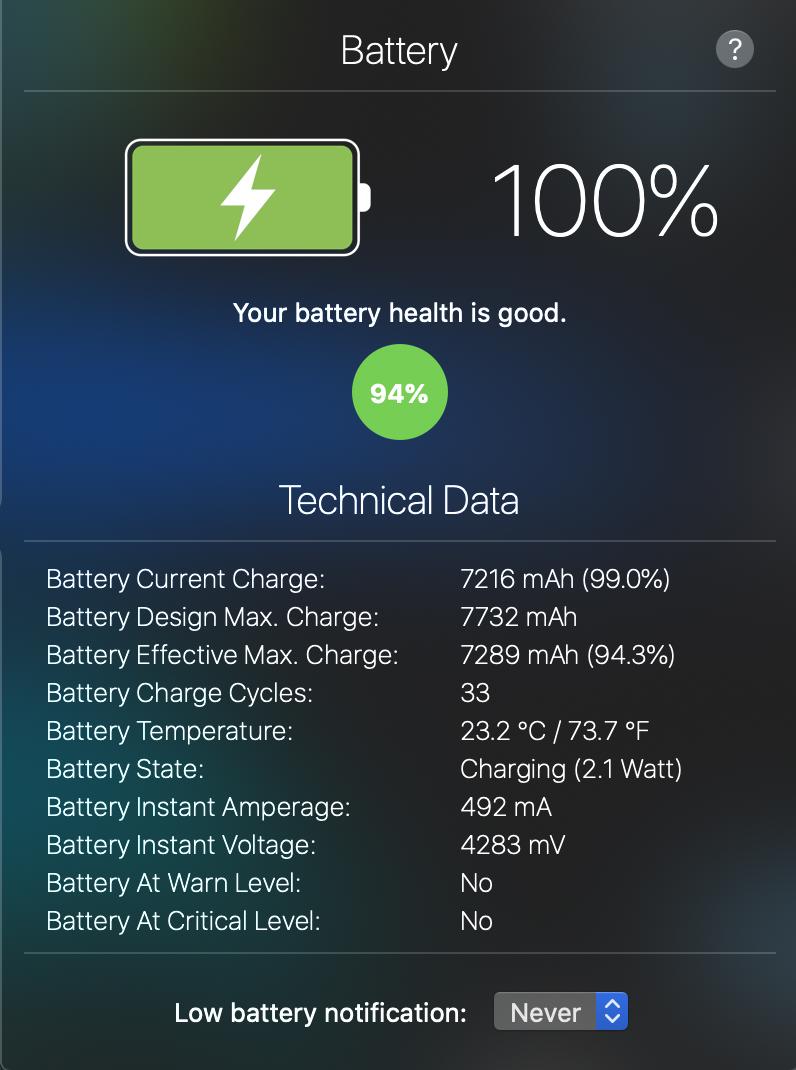 iPhoneのようにiPadでバッテリーの状態を確認する