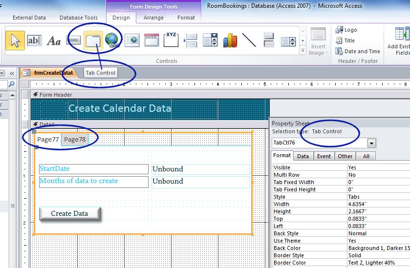 ms access How do I link the tabs together on a navigation form so