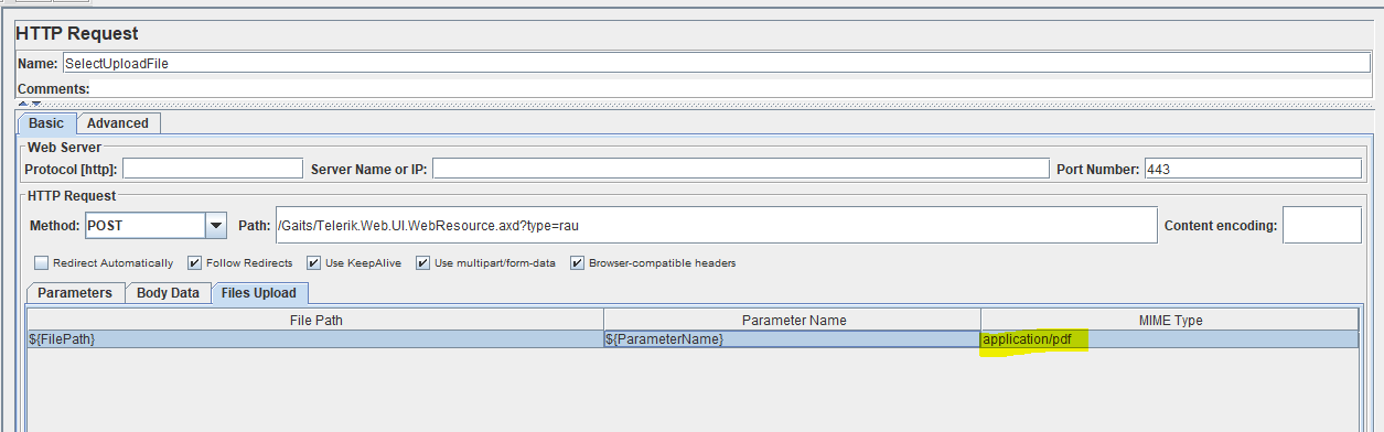 Jmeter Error MIME type may not contain reserved