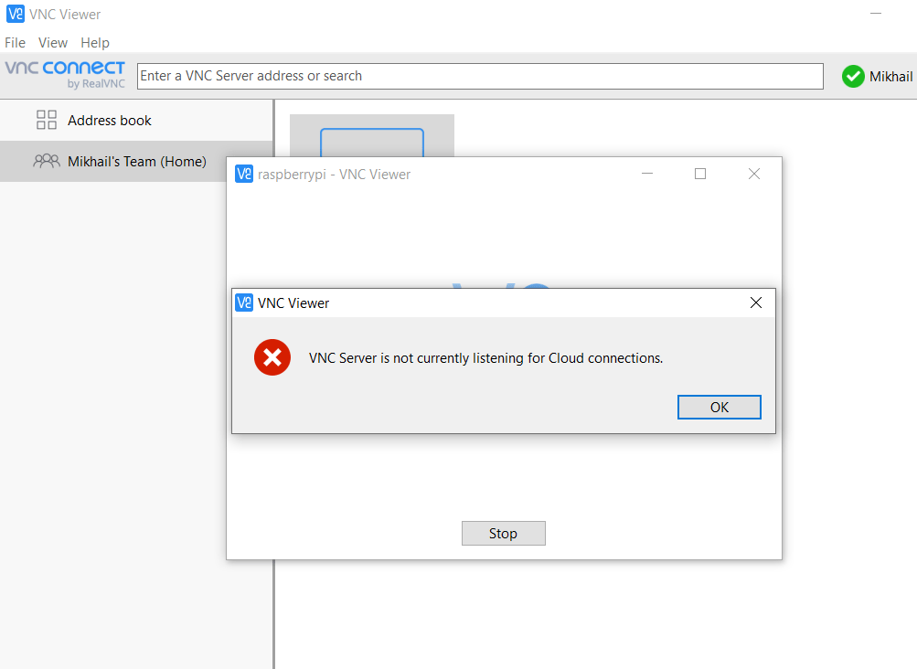 VNC server error Raspberry Pi Stack Exchange