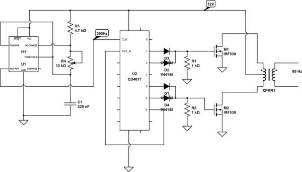 motor Low duty cycle 12VDC to 120VAC inverter Electrical