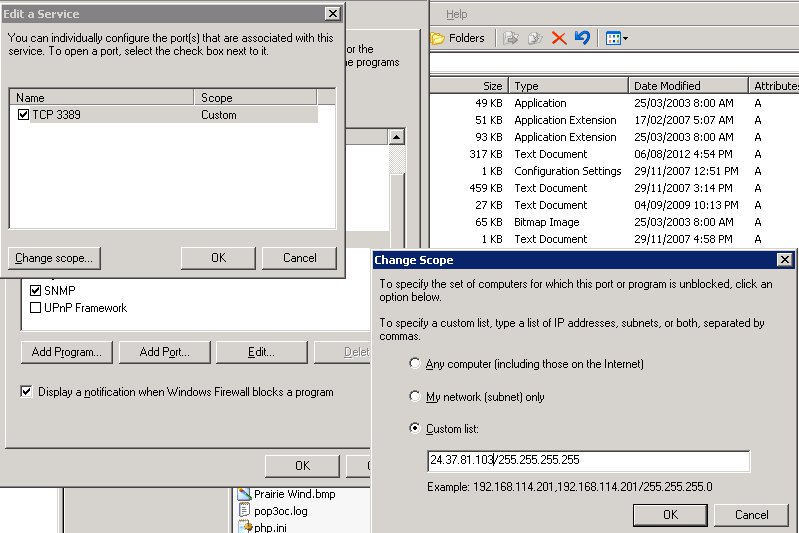 scope on windows server 2003 firewall not working Server Fault