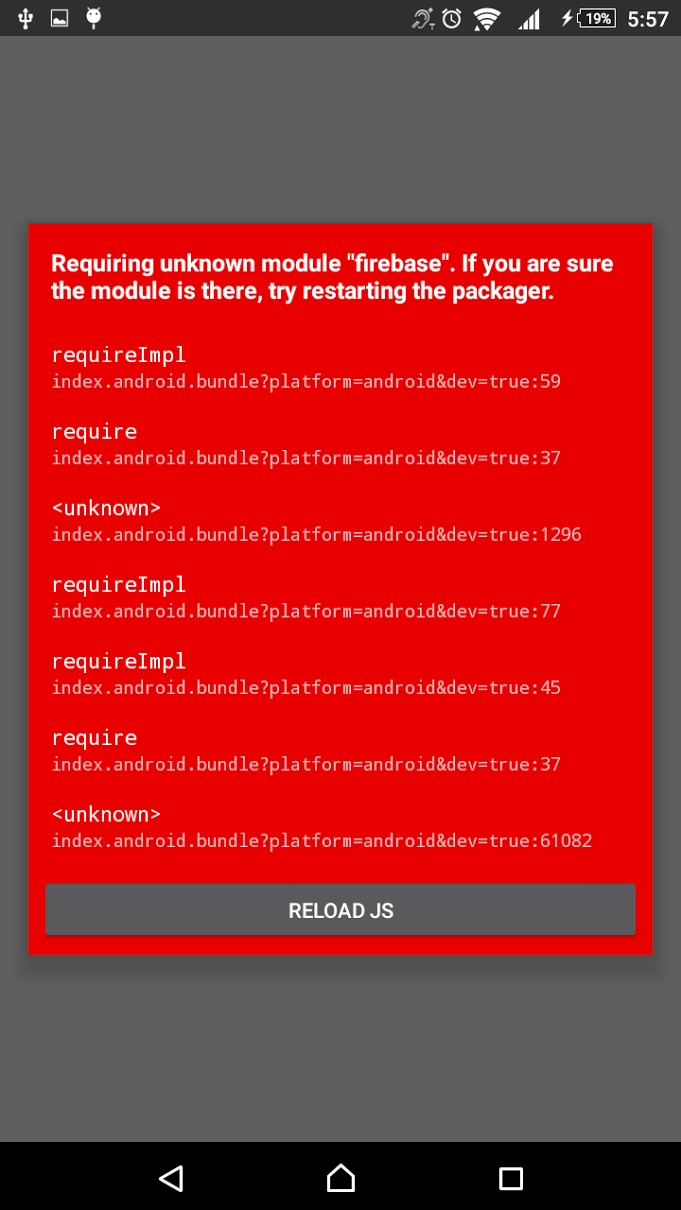 reactjs Unknown module "Firebase" in React native Stack Overflow