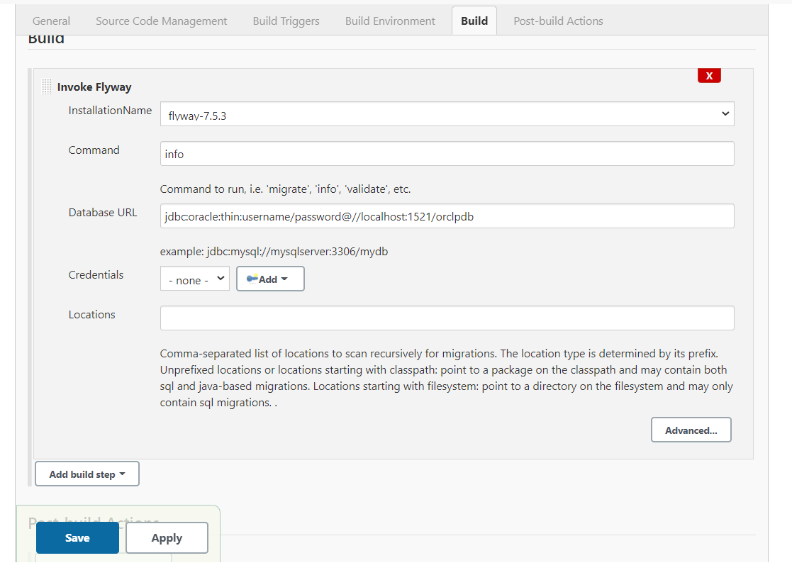 oracle ORA01017 invalid username/password thrown by Flyway on