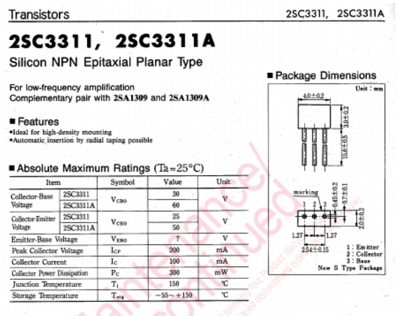 identification Transistor What is "epitaxial planar type