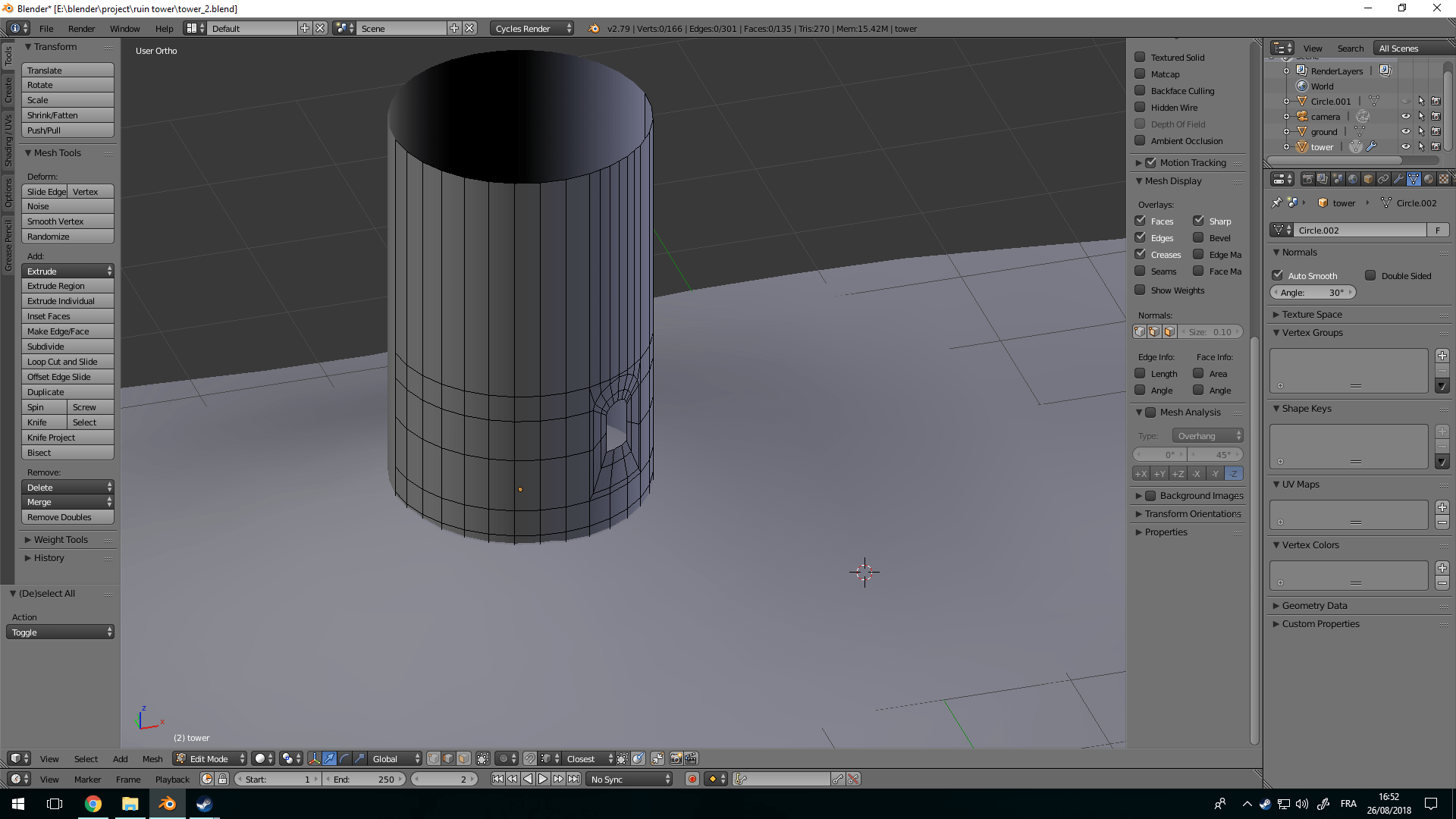 Extrude/scale on cylinder Blender Stack Exchange